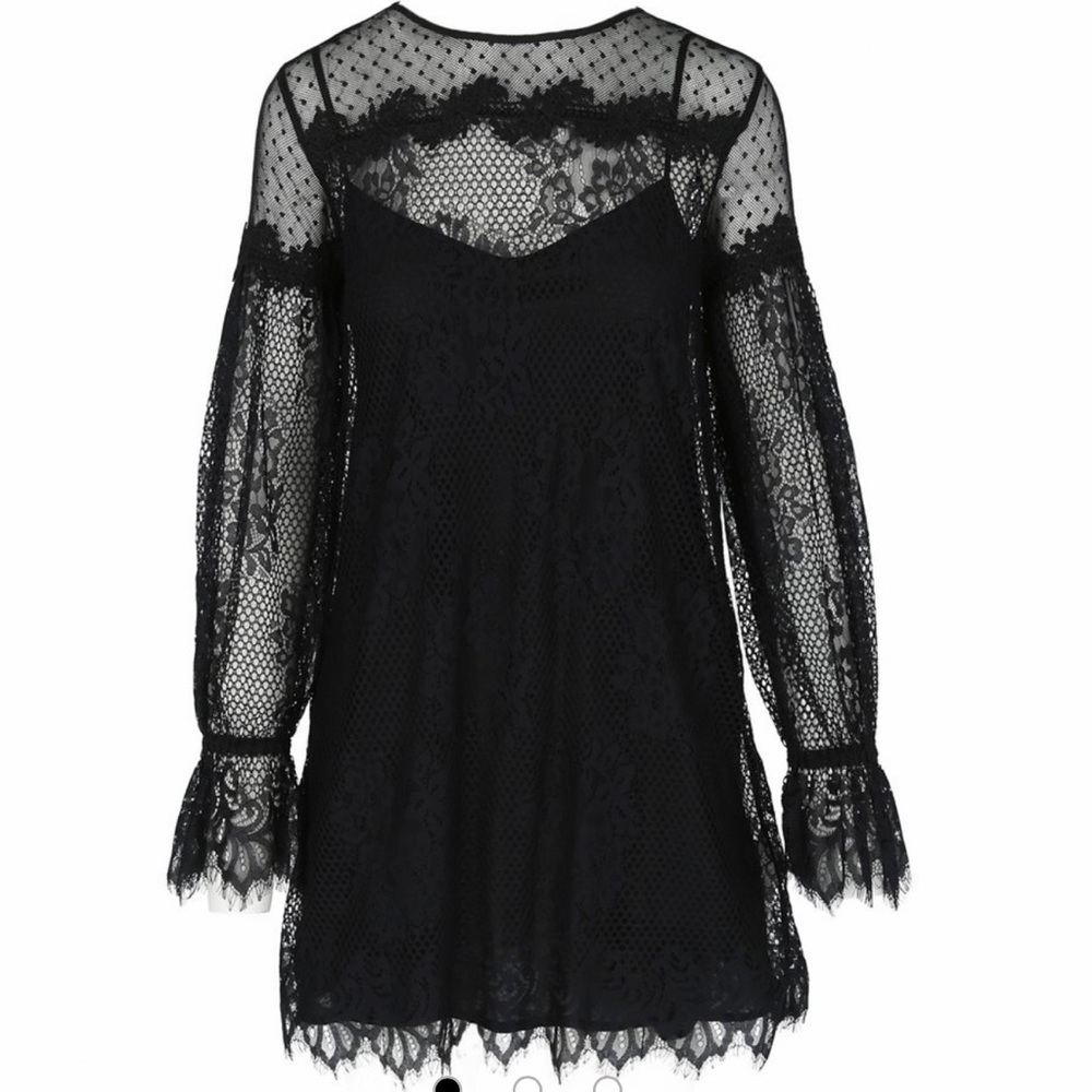 MAJE Black Lace Short Dress 1